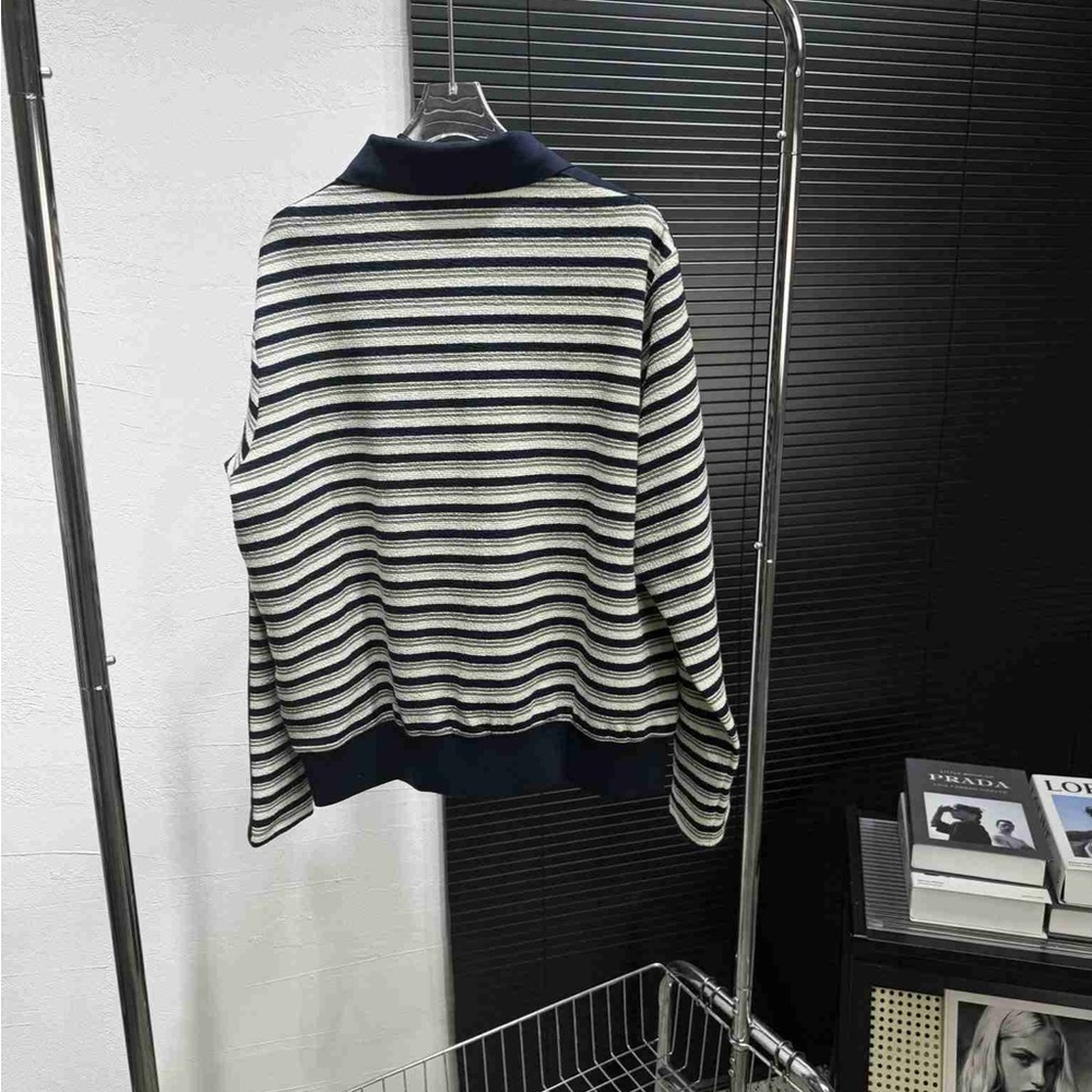 Striped Navy and Cream Women's Sweater